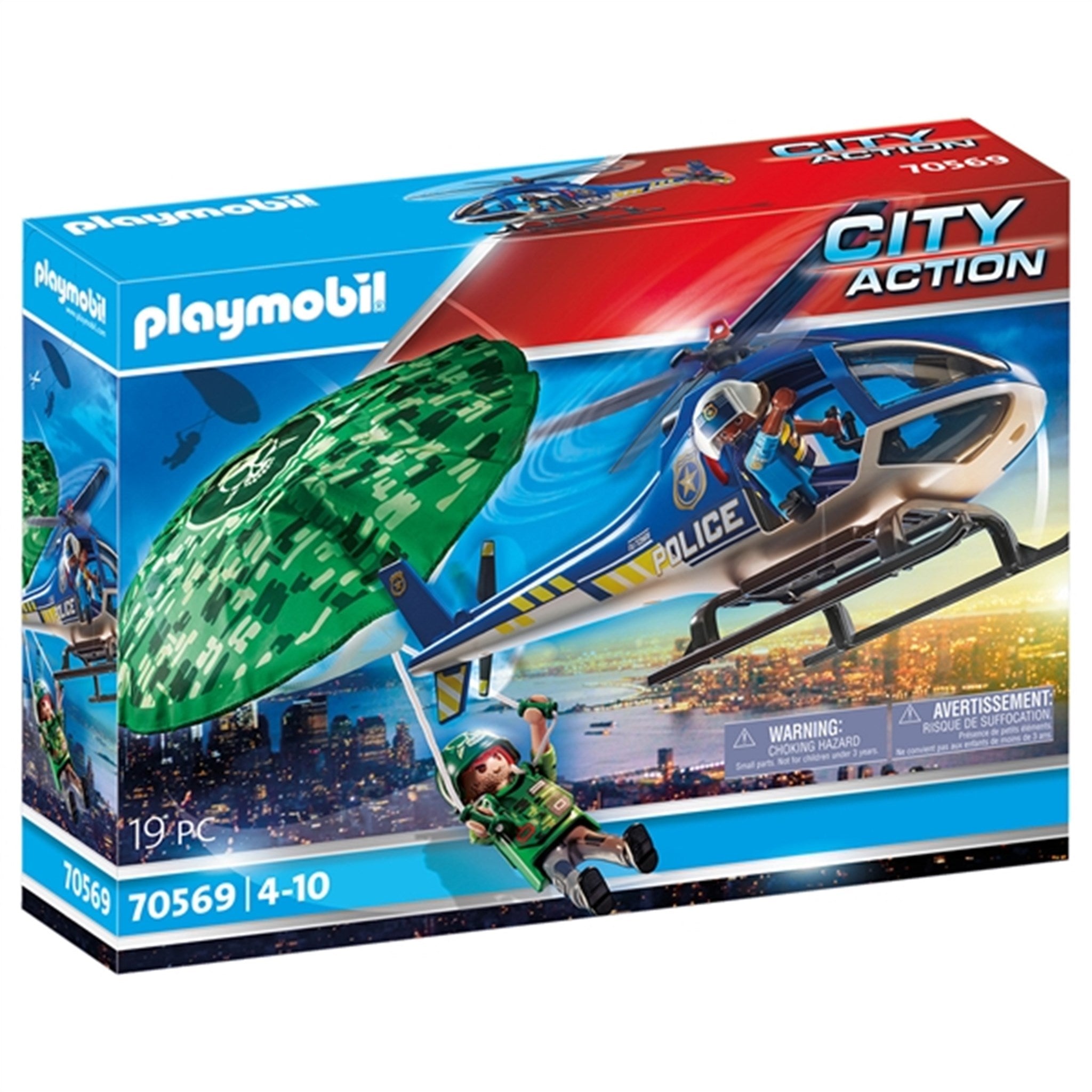 Playmobil® City Action - Politihelikopter: Faldskskærmsforfølgelse