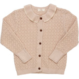 Copenhagen Colors Sand/Cream Comb. Pointelle Kabelstrik Cardigan m. Krave