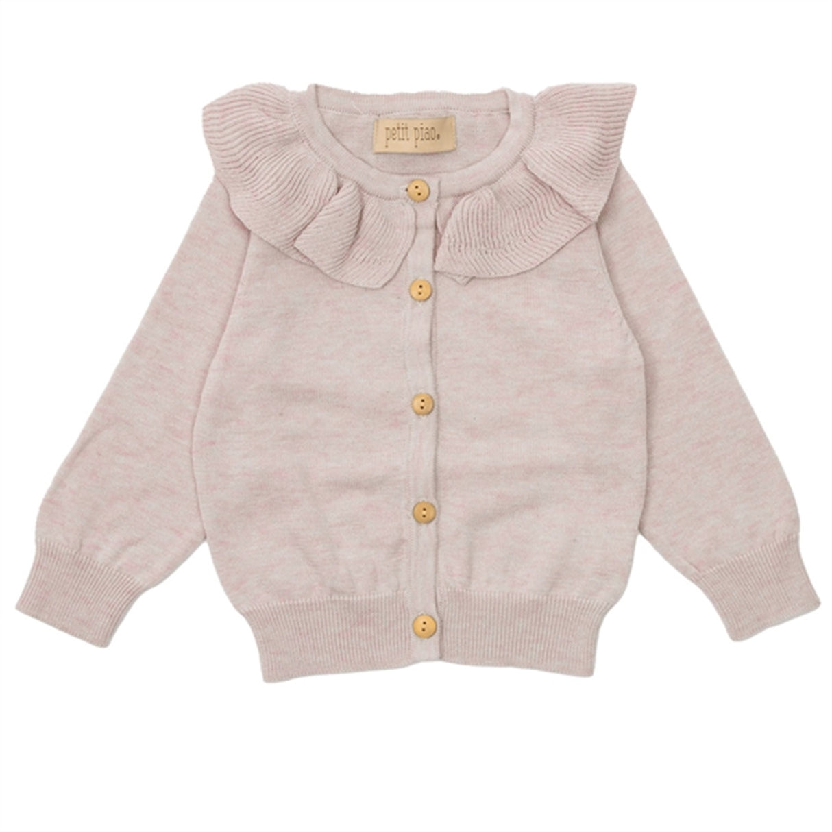 Petit Piao Light Rose Melange Collar Strik Cardigan