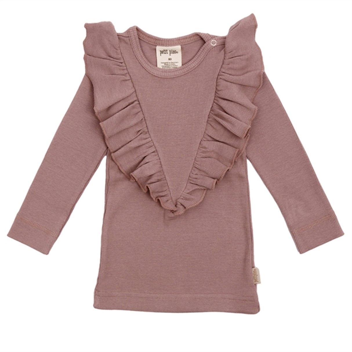 Petit Piao Woodrose V-Frill Modal Bluse