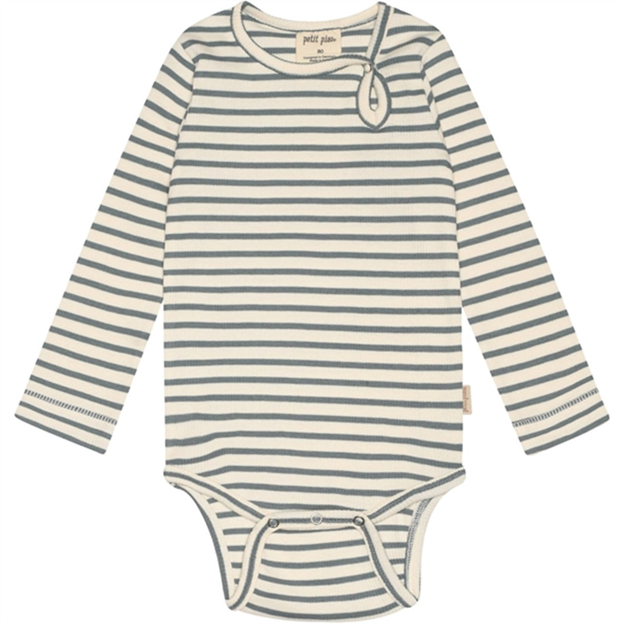 Petit Piao Light Petrol/Offwhite Body L/S Modal Striped