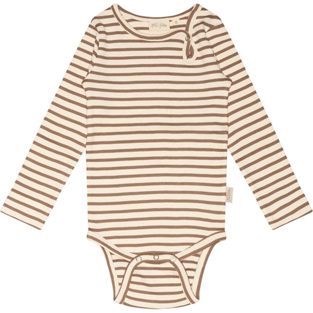 Petit Piao® Walnut Brown/Off White Body Modal Striped