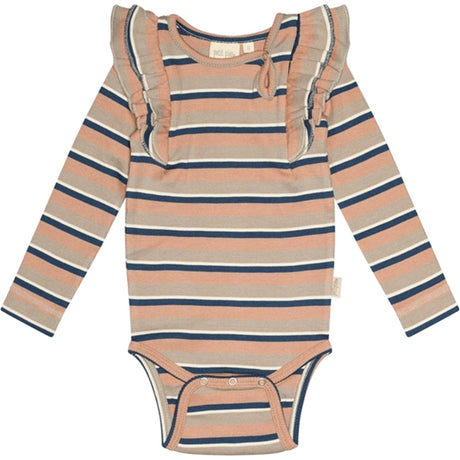 Petit Piao® Cafè Rose/Soft Sand/Denim Blue Body Modal Max Striped Frill