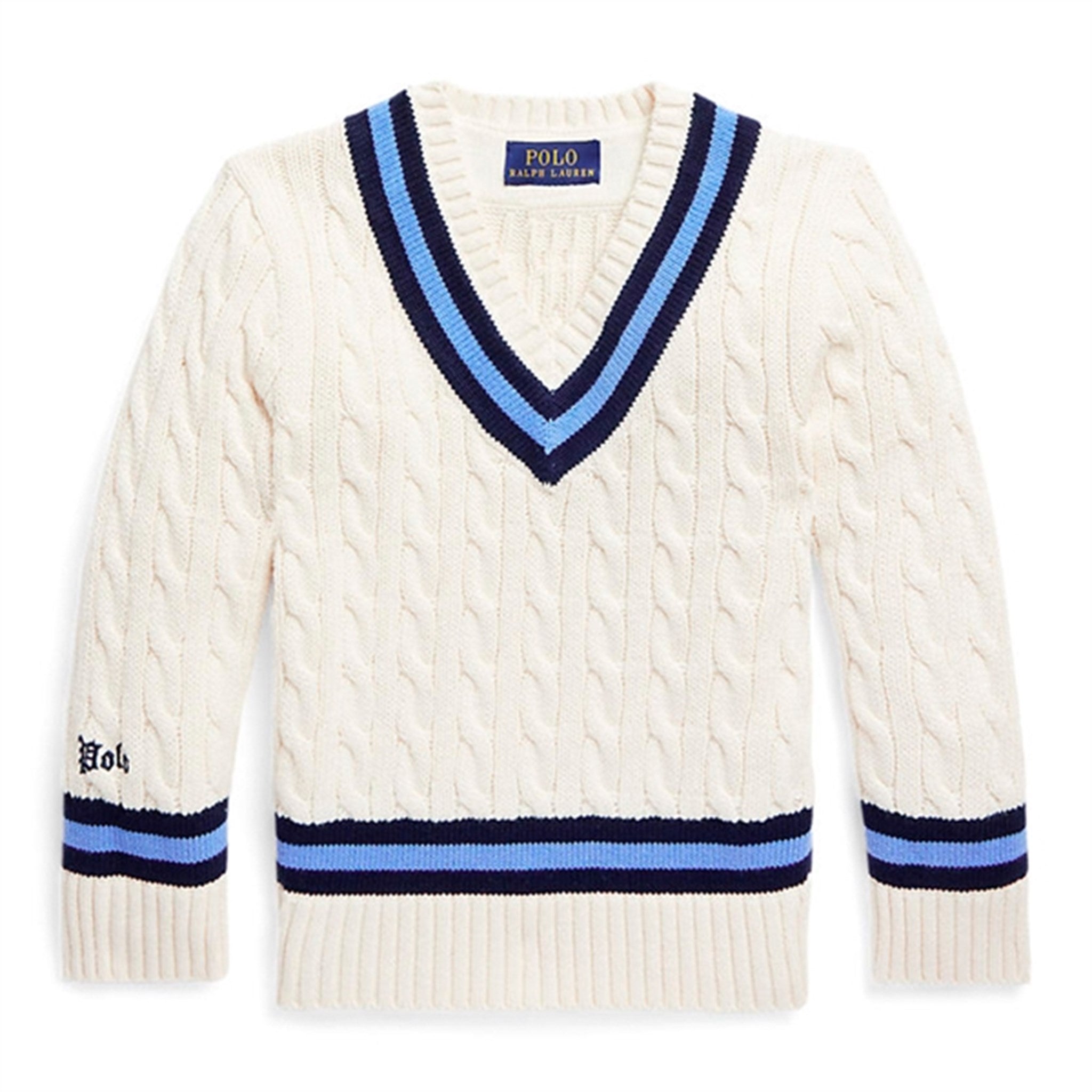 Polo Ralph Lauren Cricket Striktrøje Cream White/Navy Stripes