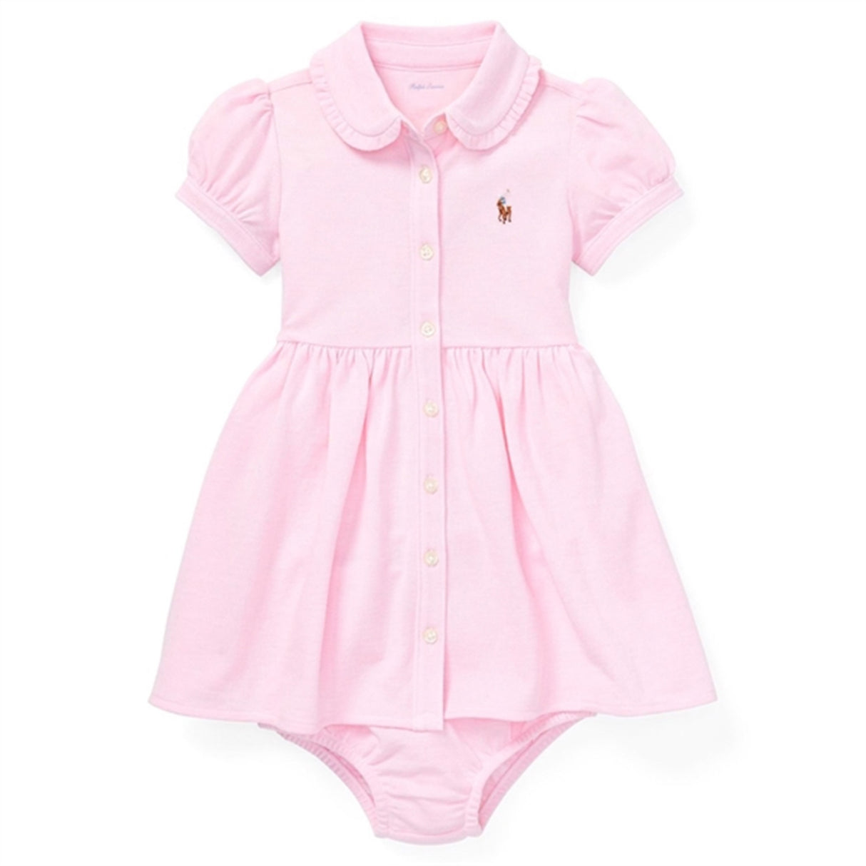 Ralph Lauren Baby Solid Oxford Kjole & Bloomer Carmel Pink