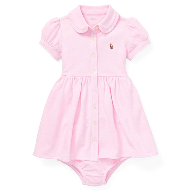 Ralph Lauren Baby Solid Oxford Kjole & Bloomer Carmel Pink