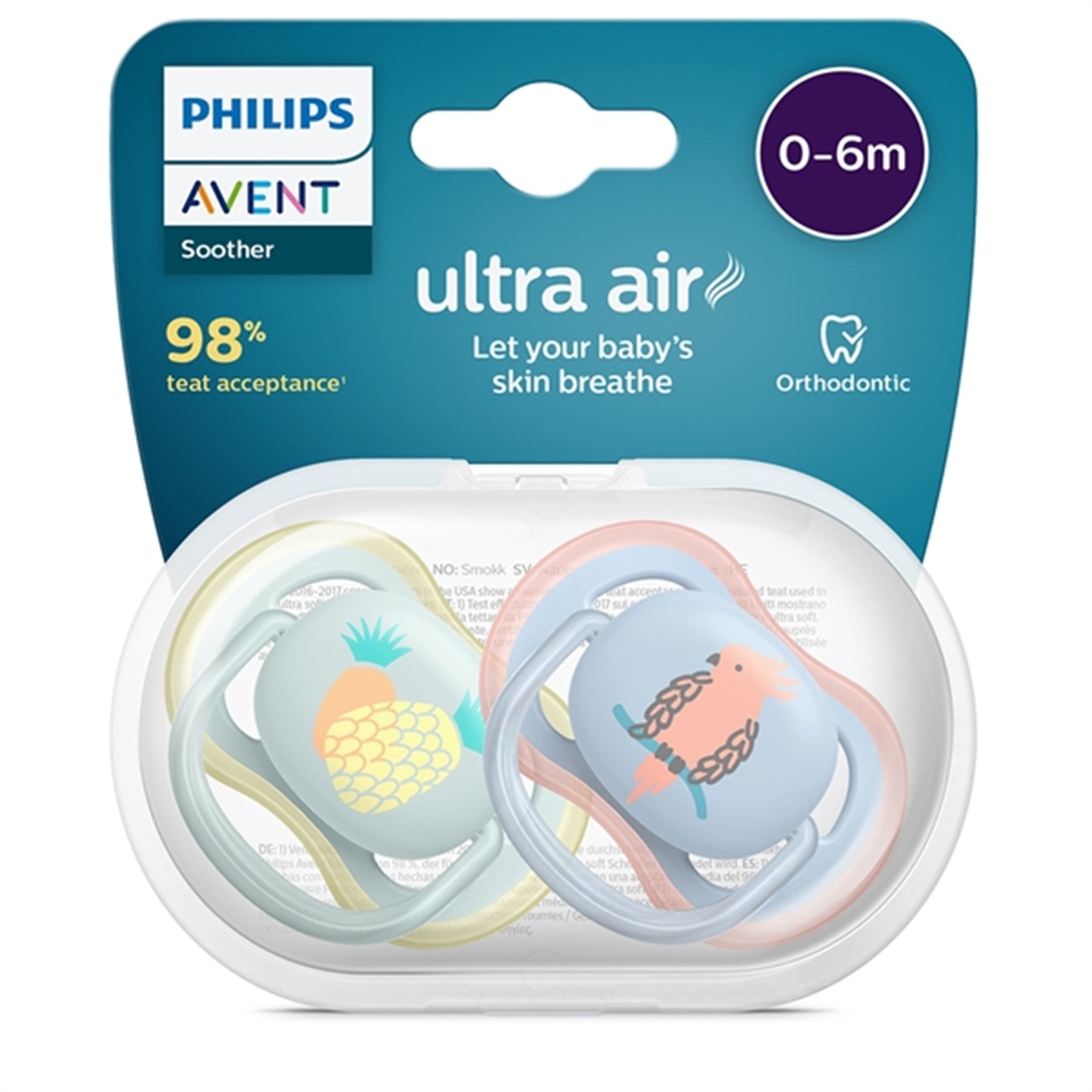 Philips Avent Ultra Air Sutter 0-6 mdr Ananas/Papegøje 2-pak 2