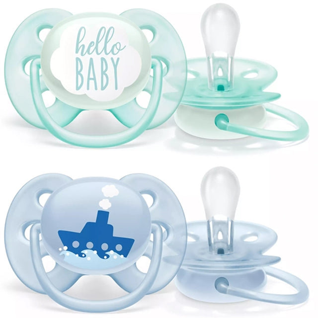 Philips Avent Ultra Soft Sutter 0-6 mdr Hello/Båd 2-pak