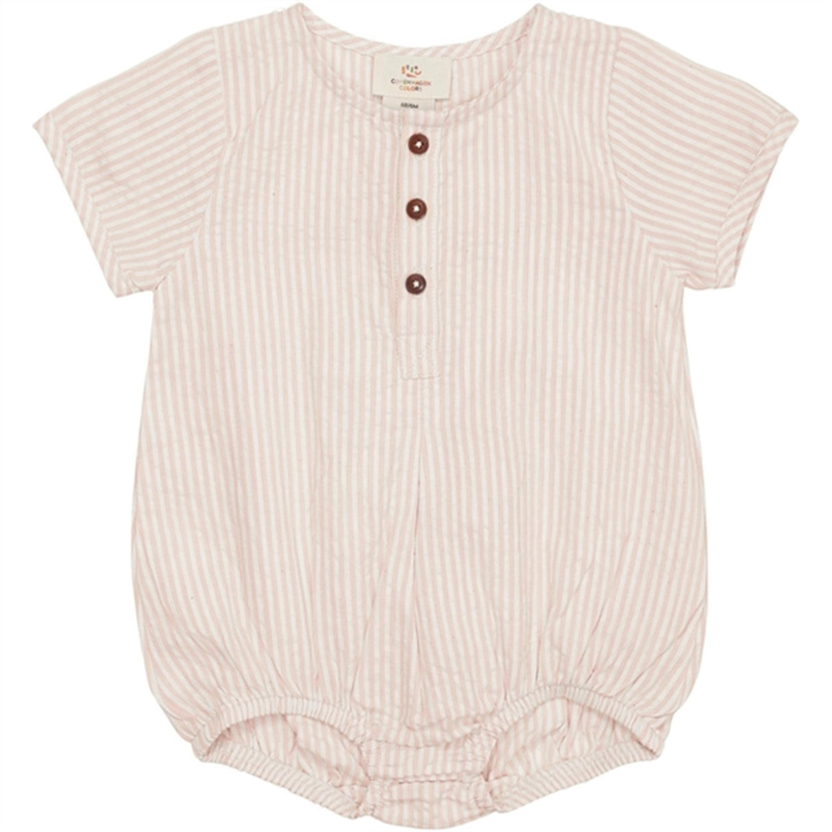 Copenhagen Colors Dusty Rose Stripe Seersucker Romper m. ærmer