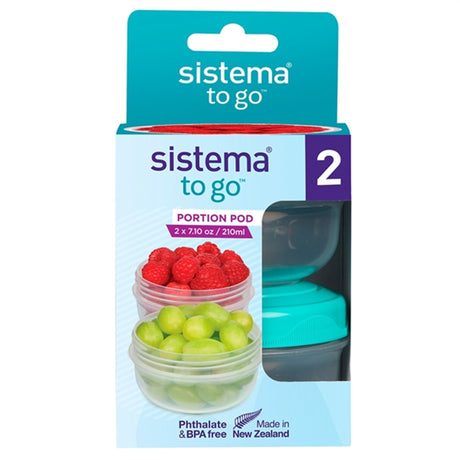 Sistema To-Go Portionsbøtte 2-Pak Minty Teal / Ocean Blue