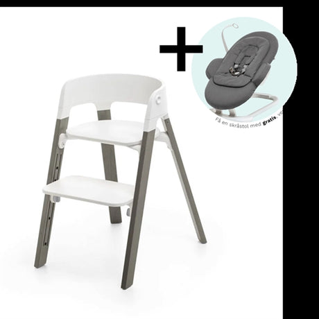 Stokke® Steps™ Chair White Hazy Grey Inkl. Bouncer i White Deep Grey