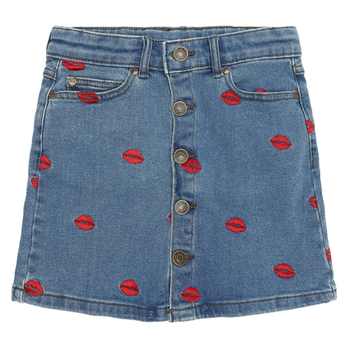 The New Medium blue Lips Denim Nederdel