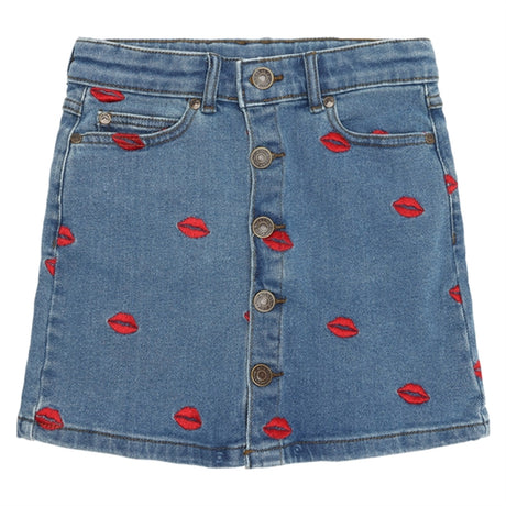 The New Medium blue Lips Denim Nederdel