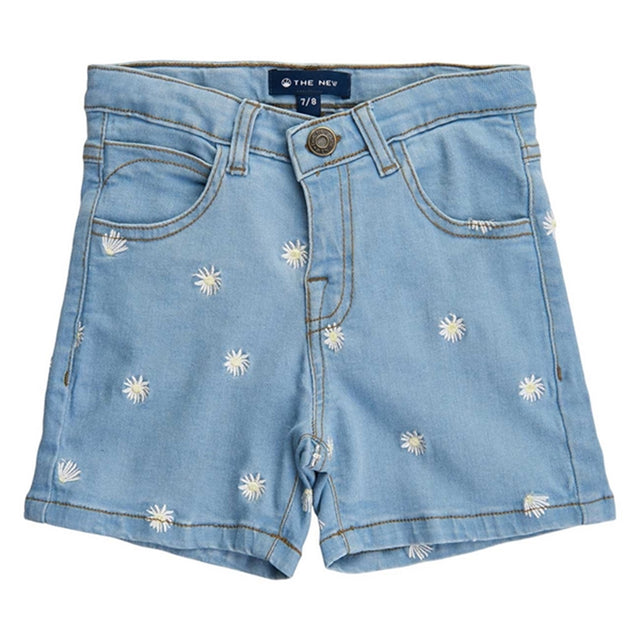 The New Light Blue Denim Broidery Denim Shorts