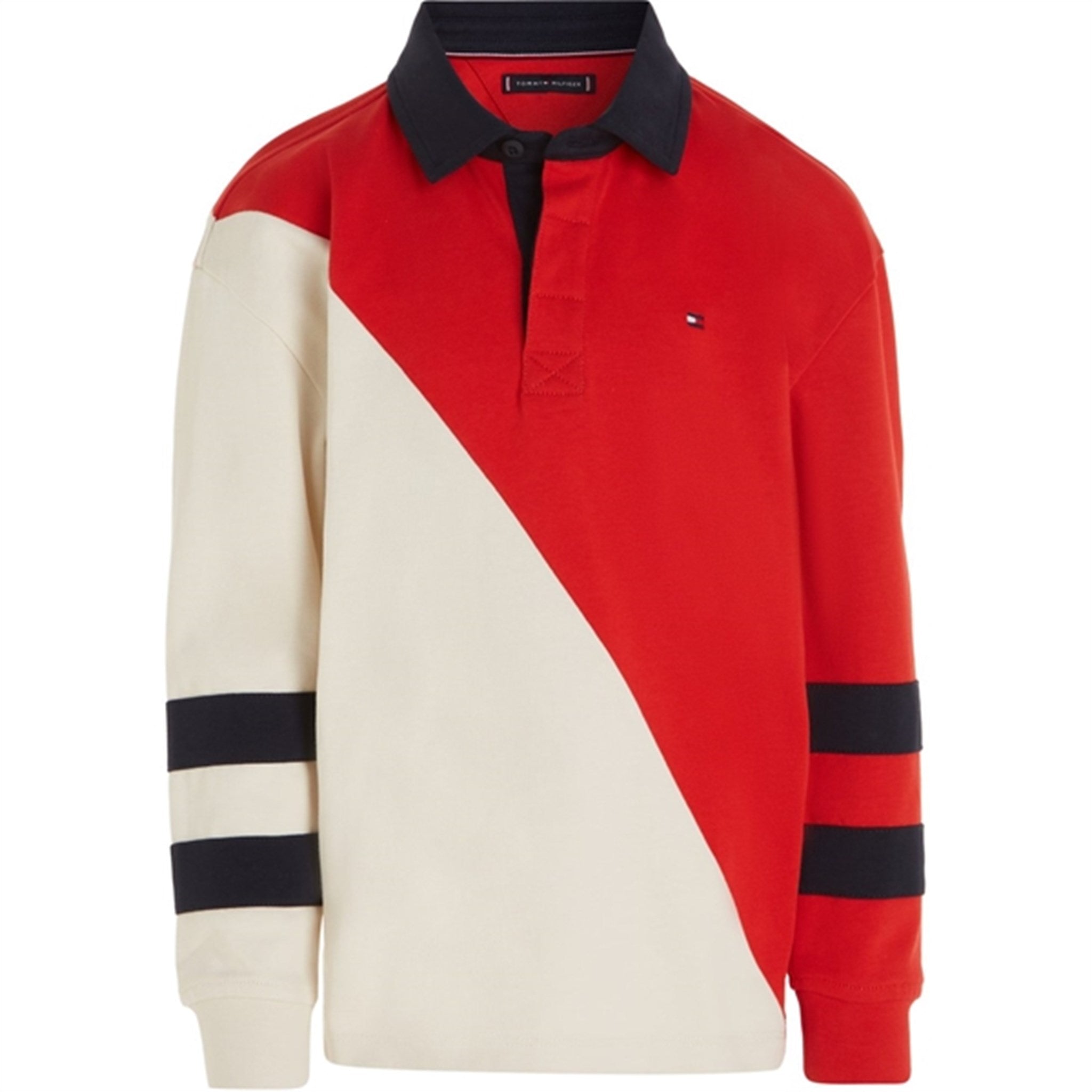 Tommy Hilfiger Colorblock Rugby Langærmet Polo Red/White Colorblock