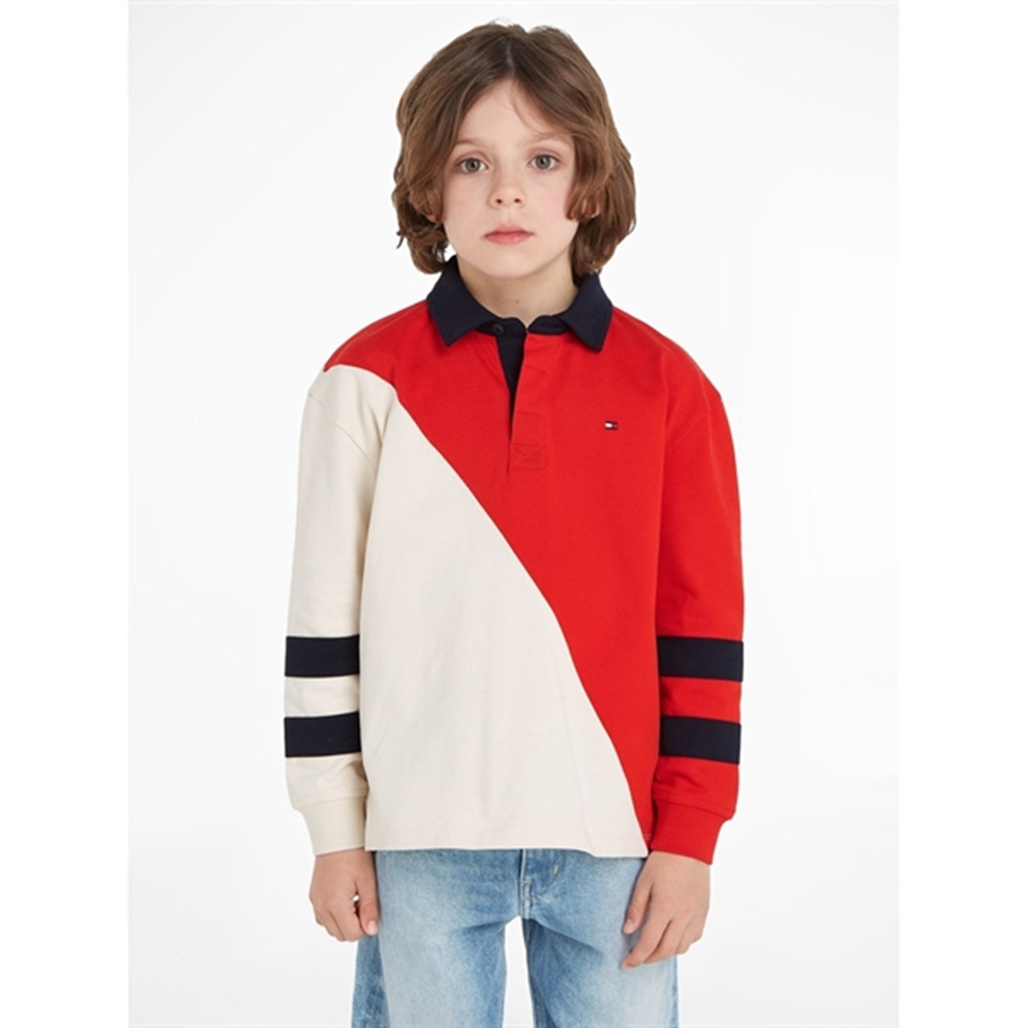 Tommy Hilfiger Colorblock Rugby Langærmet Polo Red/White Colorblock 4