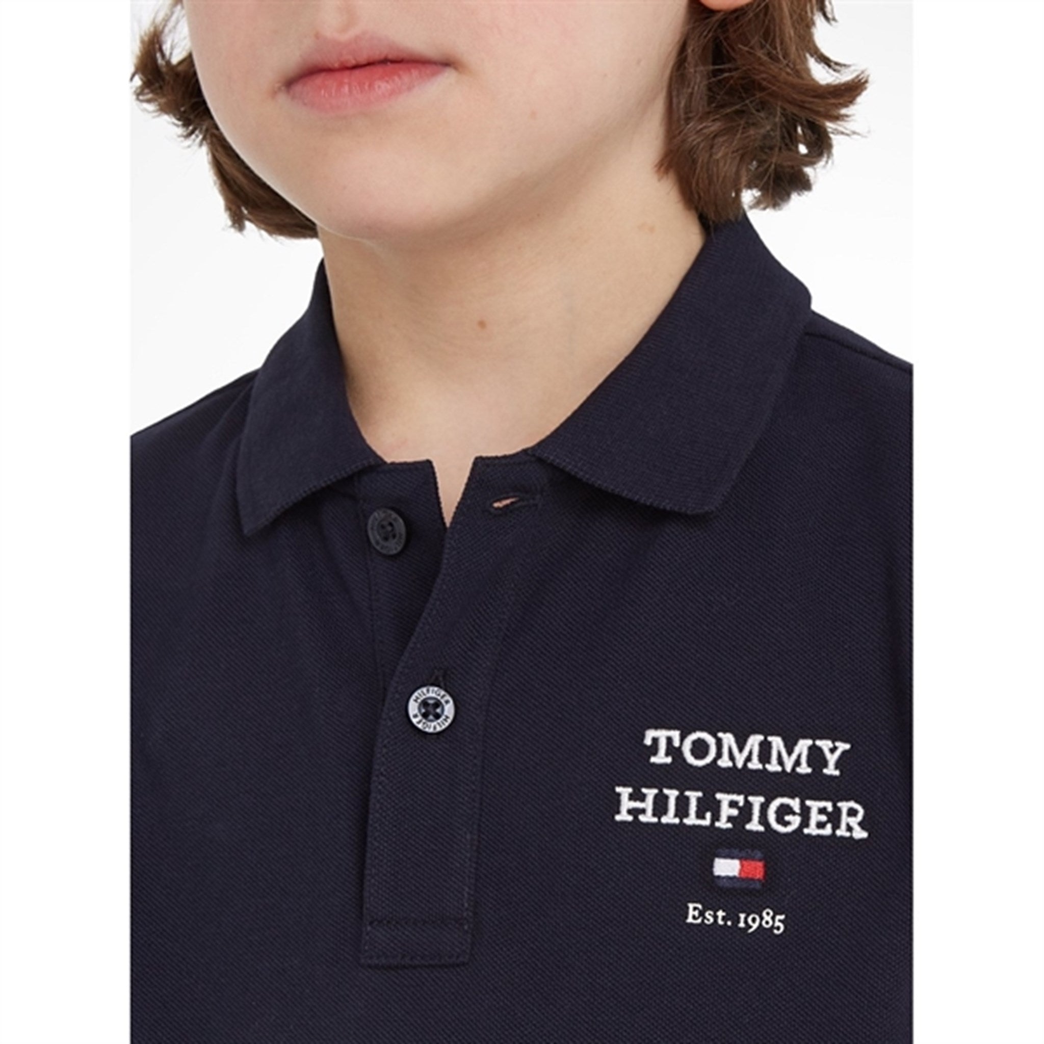Tommy Hilfiger Th Logo Kortærmet Polo Desert Sky 6