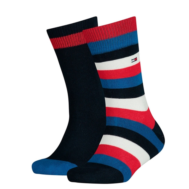 Tommy Hilfiger 2-Pak Basic Strømper Stripe Midnight Blue