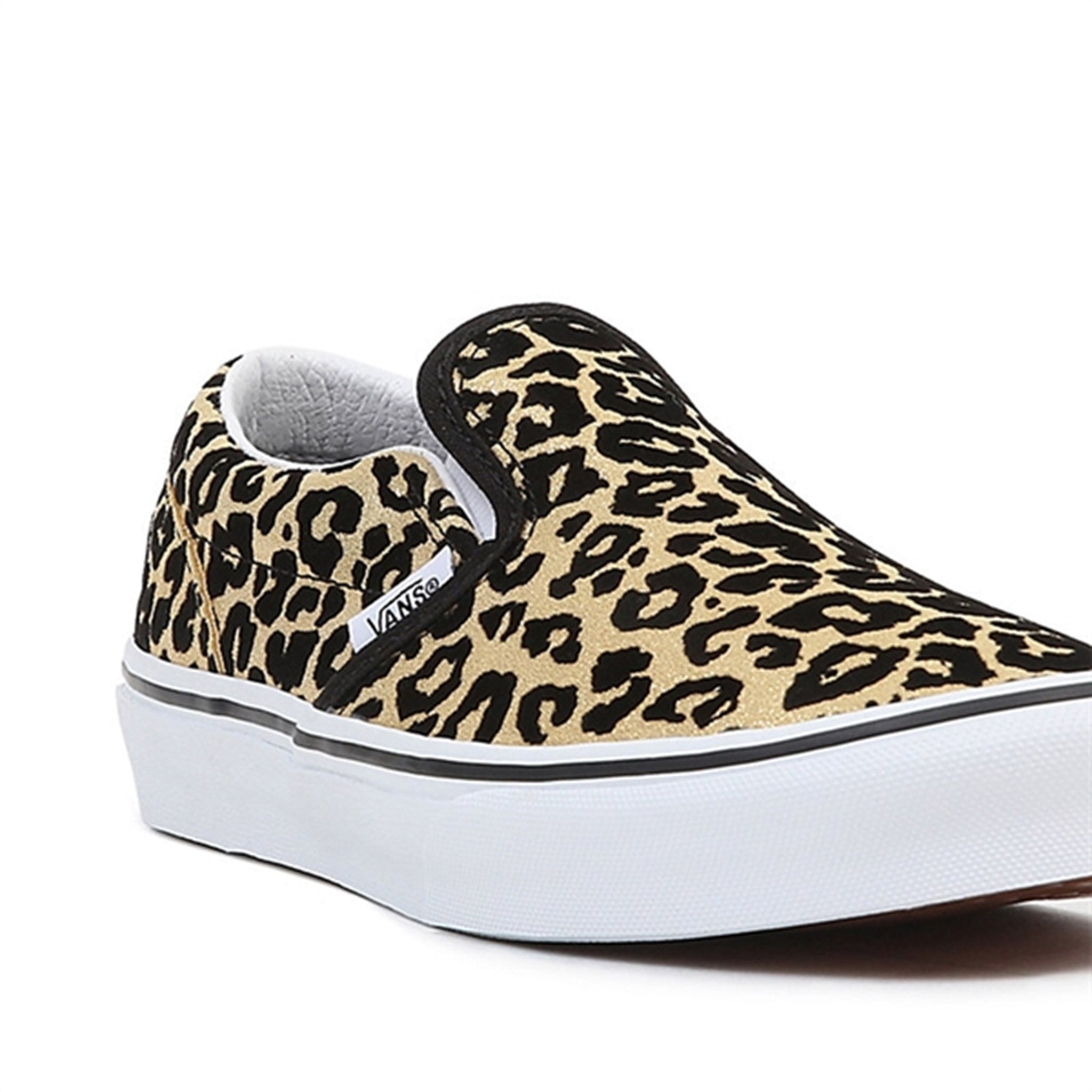 VANS JR Classic Slip-On Sneakers Flocked Leopard Black/True White 5