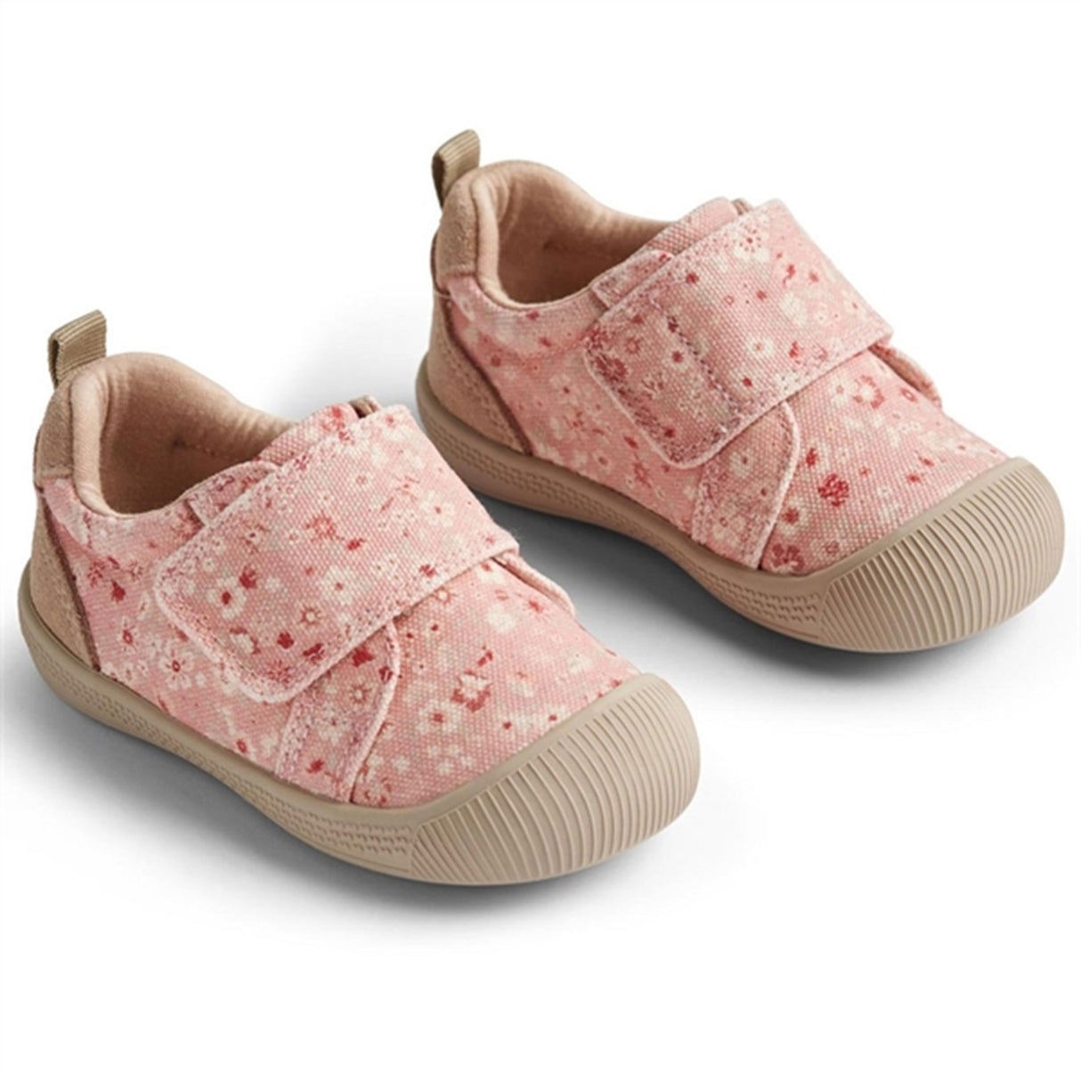 Wheat Sko Prewalker Velcro Kei Print Rosette Flowers