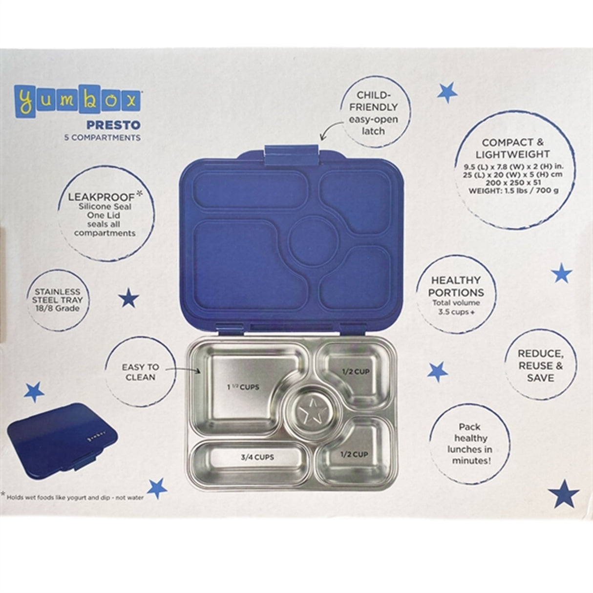 Yumbox Presto Stainless Steel Madkasse Santa Fe Blue 2